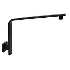 Aquaiaw Shower Arm and Flange, 10 inch, Solid Brass, Square, Matte Black, Gooseneck Showe Head Arm, Wall Shower Head Extension Arm, Both 1/2 NPT Tapered Threads, for Rainfall Shower Head Max. 16 inch