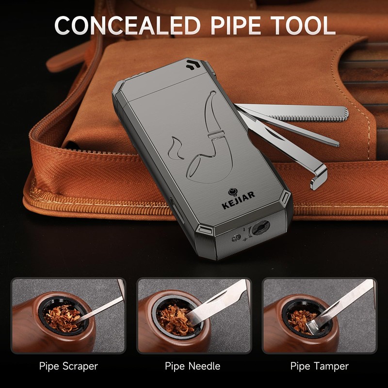 KEJIAR Pipe Lighter ，4 in 1 Soft Flame Lighter with
