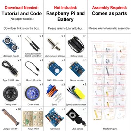 Freenove Three-Wheeled Smart Car Kit for Raspberry Pi 5 4 B 3 B+ B A+, Video Mode, Radar Mode, App Control, Ultrasonic Distance Sensor, Camera, Servo (Raspberry Pi NOT Included)