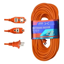 Extensión Eléctrica Uso Rudo Multicontactos 20 Metros 15a Naranja