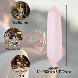 QINJIEJIE Large Crystals Stones Rose Quartz Hexagonal Gemstones Healing Stones Natural Hexagonal Dots Crystal Reiki Meditation Gemstone 8-9 cm 1 Piece