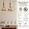LUXWELL Modern Amber Glass Pendant Light, 6"x11.5" Floral Bell-Shaped Hanging