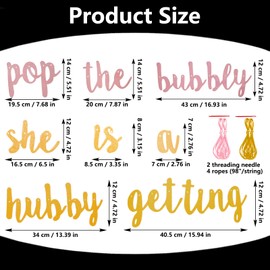 Bridal Shower Decorations 2 Pack Bachelorette Party Banner Engagement Party Decorations Signs Pop The Bubbly Shes Getting A Hubby Bubbly Bar Deco Glittering Bride To Be Backdrop Decor Supplies Favors (Rose Pink+gold)