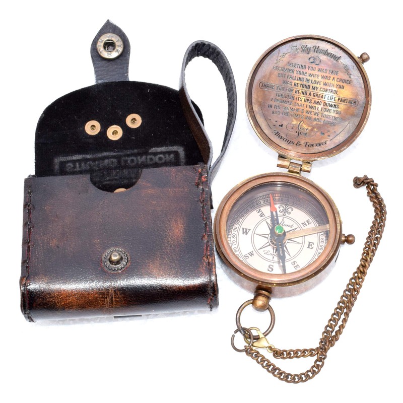 Antique Nautical Vintage Directional Magnetic Compass with Famous Scripture Quote