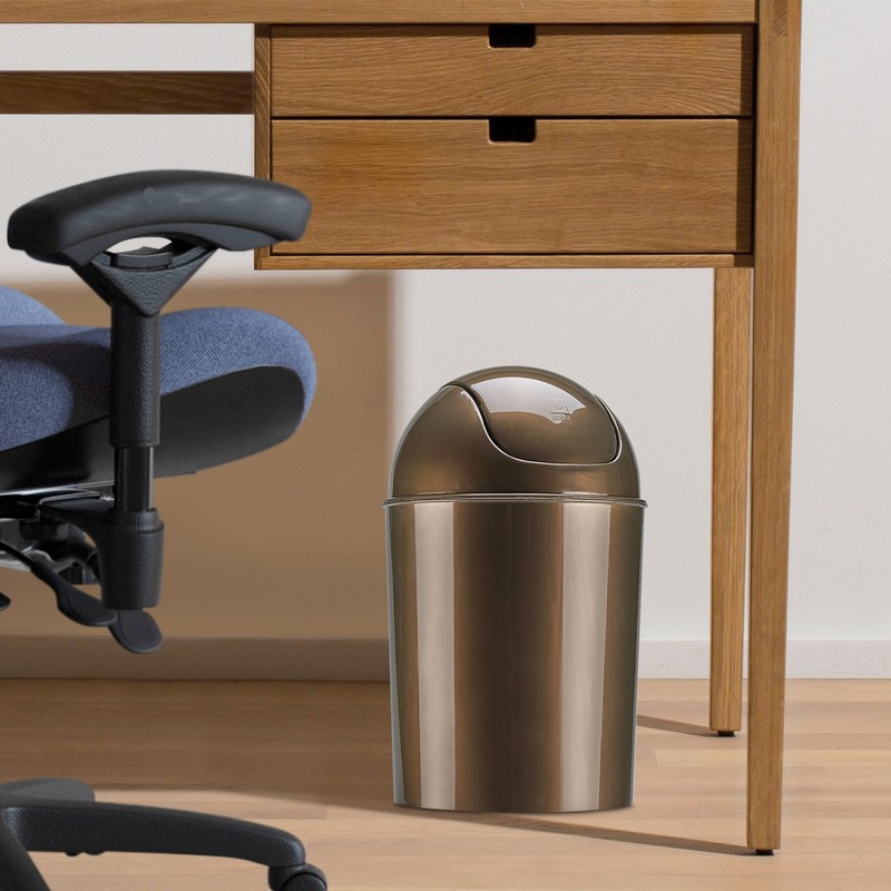 Umbra Mini Waste Can 1-1/2 Gallon with Swing Lid, Bronze