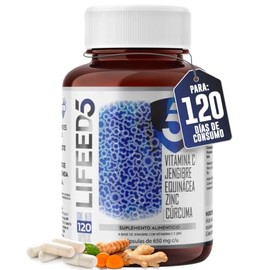 LIFEED5 Inmune Vitamina C + Jengibre| 120 cápsulas | 650mg por porción