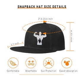 Animal Gorilla Walking Hats for Men Big Foot Flat Bill Snapback Hats Black Flat Brim Cap Adjustable Chimpanzee Silhouette Baseball Cap Casual Hip Hop Hat Snap