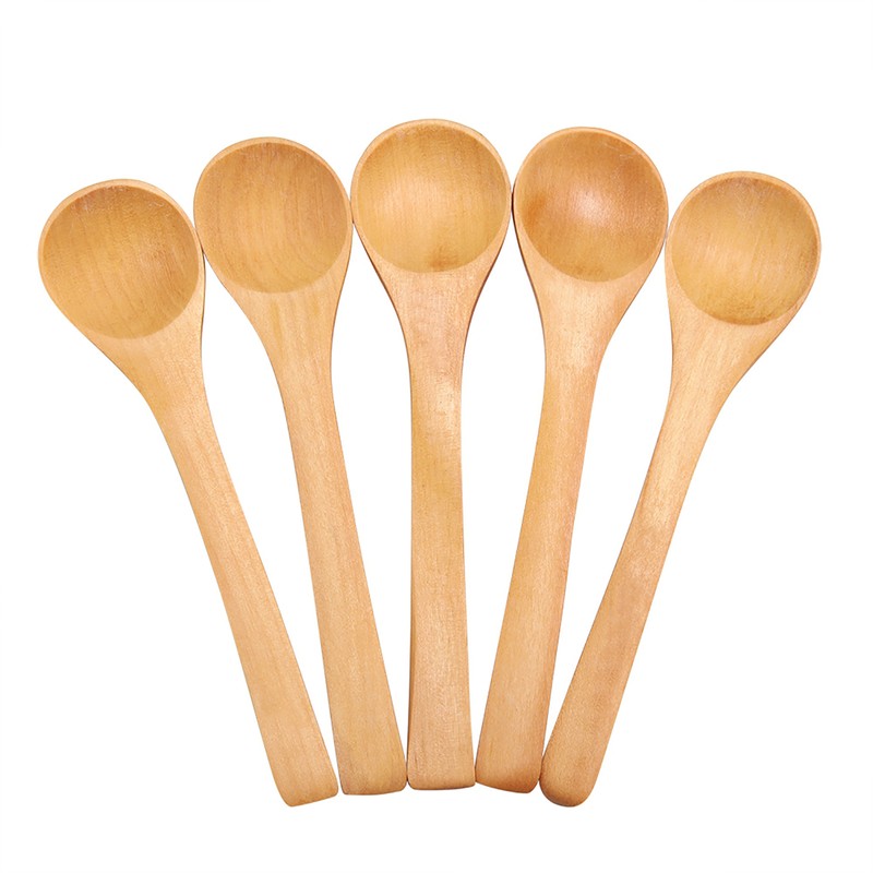 30pcs Mini Natural Wooden Children Spoon Kitchen Condiment Tool