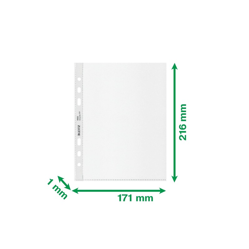 Leitz A5 Pockets, Pack of 25, Punched Plastic Sleeves, Embossed