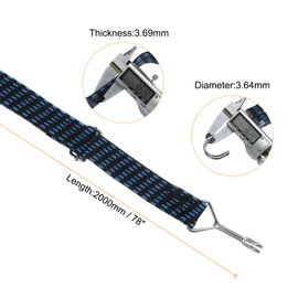 sourcing map 4Pcs Bungee Cord with Hooks 78" Heavy Duty Flat Adjustable Bungee Cords Latex Bungee Straps with Metal Hooks and Buckle for Tents Truck Outdoor Camping, Black Blue