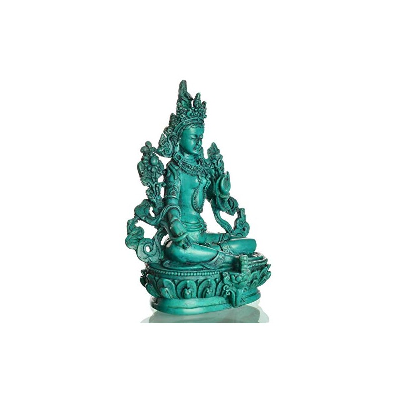 BUDDHAFIGUREN Tibetan Bodhisattva Buddha Decoration/Billy Held Green Tara, Turquoise Resin