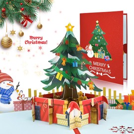 YianHien 2024 Christmas Card Pop-Up, 3D Colourful Christmas Tree Christmas Card with Envelope, Beautiful Handmade Christmas Card for Mum, Dad, Grandpa, Grandma, Daughter, Son, Congratulations Card for