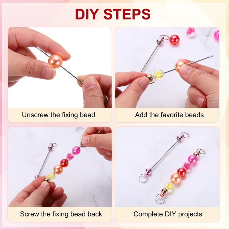 PATIKIL 20 Pcs Beadable Keychain Bars, Metal Beaded Keychain Blanks