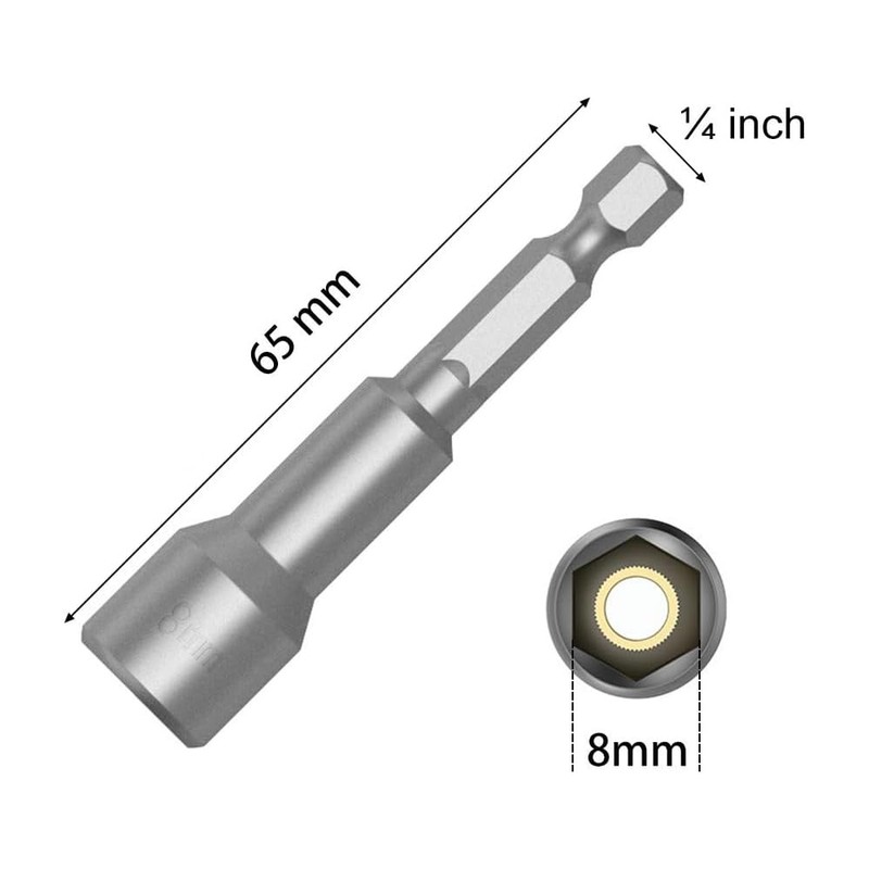 1/4" Hex Shank 6mm/7mm/8mm/9mm/10mm Drill Socket Kit,Power Nut Driver Bit