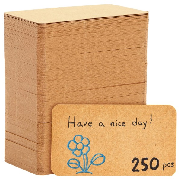 Juvale 250-Pack Blank Index Cards, 2x3.5 in Flashcards for Studying, Small Kraft Paper Cardstock for Making Business Cards, Playing Cards, Gift Tags, Crafts, Bulk Pack, Brown
