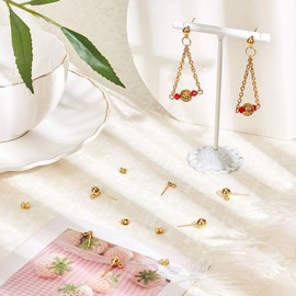 UNICRAFTALE 30 Pieces 3 Sizes Stainless Steel Stud Earrings Kits 304 Stainless Steel Ball Post Stud Earrings with Loop Golden DIY Stud Earrings for DIY Earring Jewellery Making