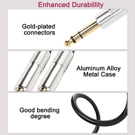 MEIRIYFA 6.35 mm 1/4 TRS Stereo Splitter Cable,6.35mm 1/4 inch Male TRS to 6.35 mm Stereo Dual Female Y Cable with Gold Plated Plug (0.5M)