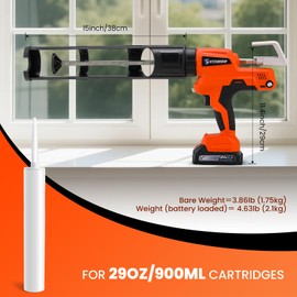 VISHIGH Cordless Caulking Gun 29 oz with 2 Batteries 2Ah, Auto Retract, LED Light, 6500N 0-9.5mm/s Stepless Speed Control