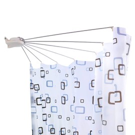 Hershii Foldable Shower Curtain Rod Rail Hanger Corner Fan-Shaped Stainless Steel Wall Mounted Curved Bathroom Shower Pole Holder