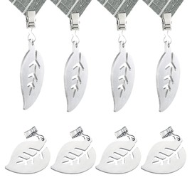 Ruikdly Tablecloth Weights Pack of 8 Stainless Steel Tablecloth Weights Table Cloth Small Clips Tablecloth Clips for Thick Table Tops for Indoor Outdoor Garden Leaf Shape Silver