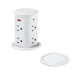 Pop up Outlet for Countertop,3.15-inch Hole Desk Grommet Power,8 Outlets 4 USB,20W USB C Fast Charging,Kitchen Island Pop Up Electrical Outlet