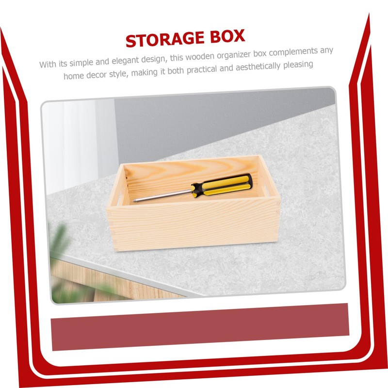 TEHAUX Box Solid Wood Storage Box with Handles Small Tool