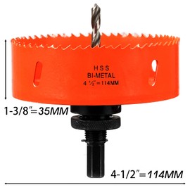 114mm Multi Hole Saw for Wood Cutting, Extra Solid HSS Bi-Metal Drill Bit Circle Cutter for Drywall, Plywood, Fiberboard and Pipe Vent