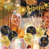 Yiran 30th Birthday Balloons, Black Gold Number 30 Balloons, 15Pcs