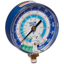 Yellow Jacket 49106 Gauge (Degrees F) Blue Compound, 30"-0-120 psi, R-22/134A/404A, 3-1/8"
