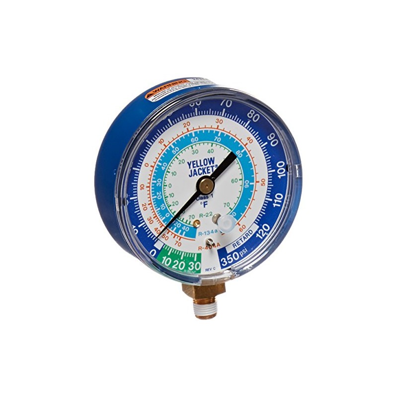 Yellow Jacket 49106 Gauge (Degrees F) Blue Compound, 30"-0-120 psi,