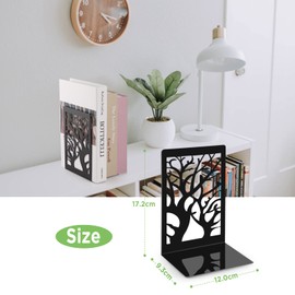 Anhow 2 Pairs Book Ends, Metal Square Bookends Holders for Children, Schools, Libraries - Black/ 9.3 x 12 x 17.2 cm
