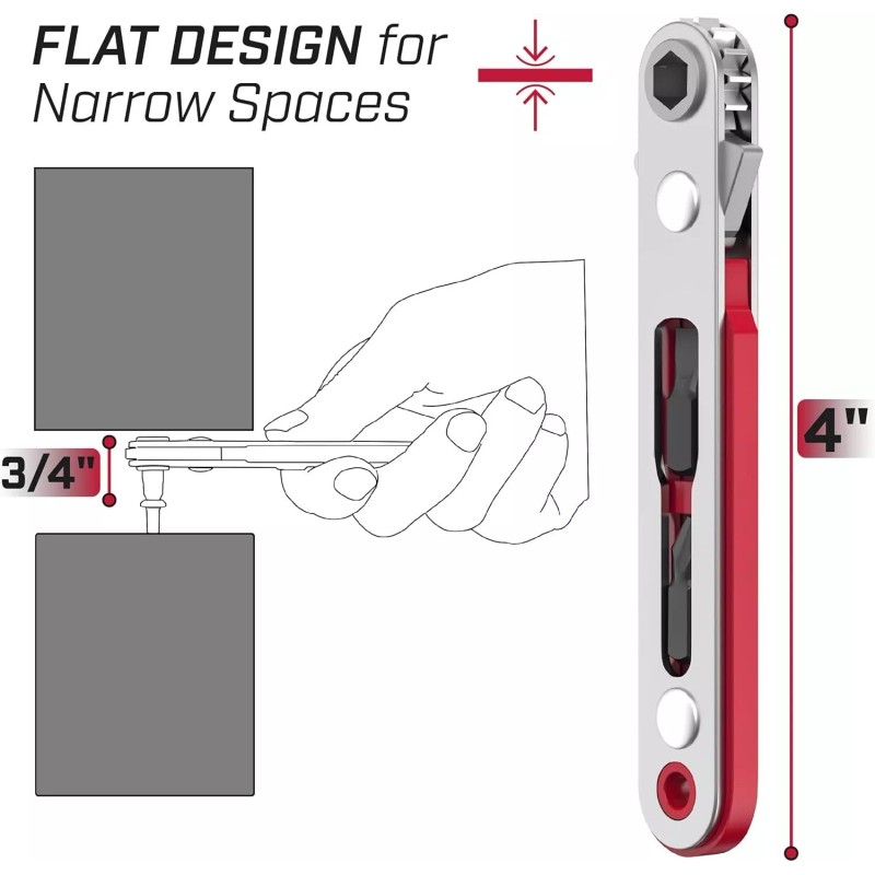 MINI Bates- Mini Ratchet Wrench Screwdriver, 1/4" Magnetic 90 Degree