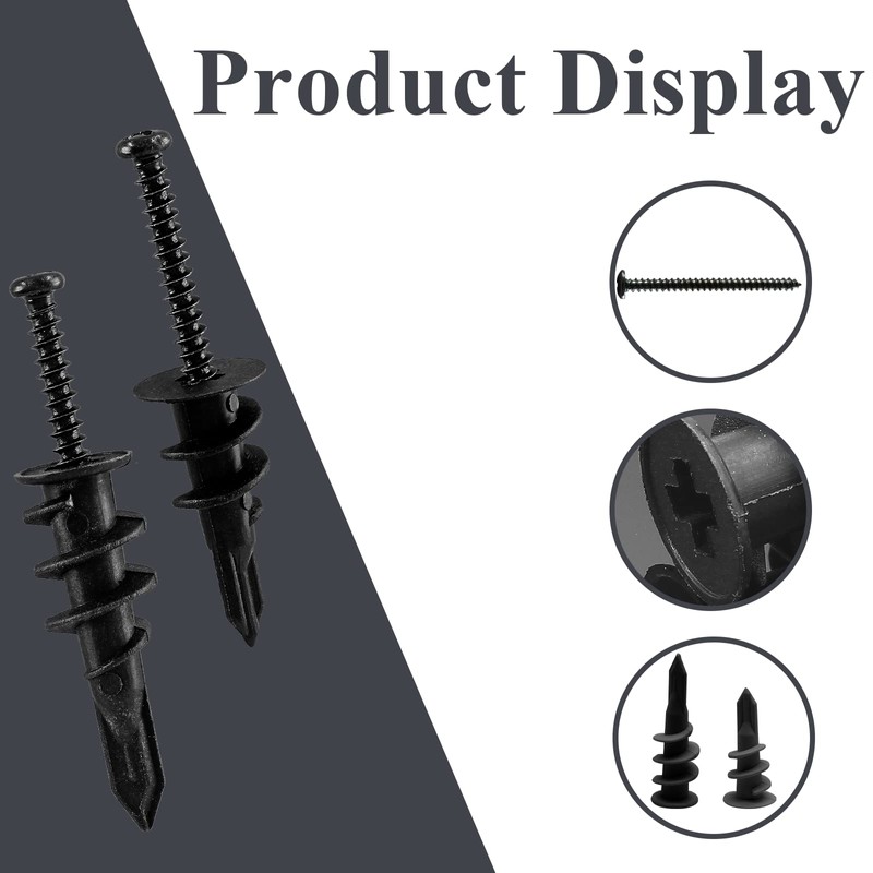 Kyuionty 30 Sets Plastic Self Drilling Drywall Anchors and Screws