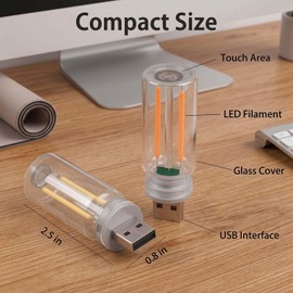 2 PCS Car USB Night Light Bulb, USB Touch Light for Cars, Car Lights Interior, Portable Mini Glass Bottle LED Bulb Night Lights for Vehicle Bedroom Hallway Camping Holiday Decoration (Blue)
