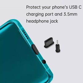 Jstincal USB C Dust Plug, USB Type C Charging Port Dust Covers Protectors Caps with 3.5mm Headphone Jack