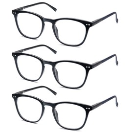 HAPJOYS 3 Pack Reading Glasses Women Men Stylish Oval Readers Flexible Spring Hinge Black Glasses Reading +2.25