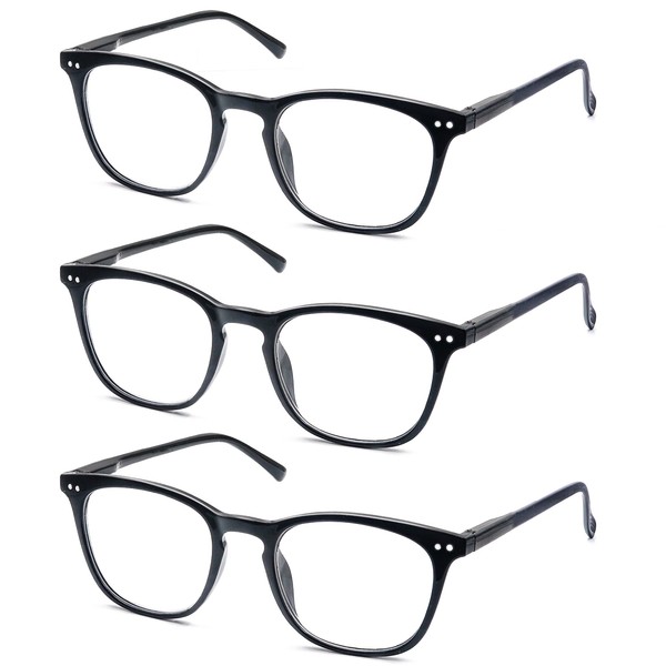 HAPJOYS 3 Pack Reading Glasses Women Men Stylish Oval Readers