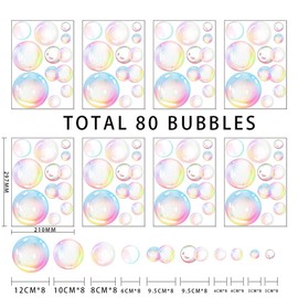 XIAOMAN Transparent Bubble Wall Decal Sticker Cutout Kid's Under The Sea Birthday Party Decoration Blue White Colour Bubble Ocean Background Decor Water Soap Bath Decor for Mermaid Baby Shower (Color)
