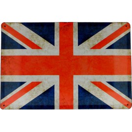 Tin Sign 20 x 30 cm Union Jack Flag North Ireland Large Britannia UK GB Union Jack Used Look in Retro Nostalgia Vintage Design England Scotland Wales Brexit