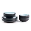 HomeVss Colors Life Dinnerware Set，Outside Shinny Black + Inside Matte
