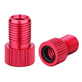 Red Bike Presta Valve Adapter Aluminum Alloy Anodized Bike Tire Inflate Adapter-Convert Presta to Schrader, French/UK to US, MTB Inflatable Connector (5 Pack)
