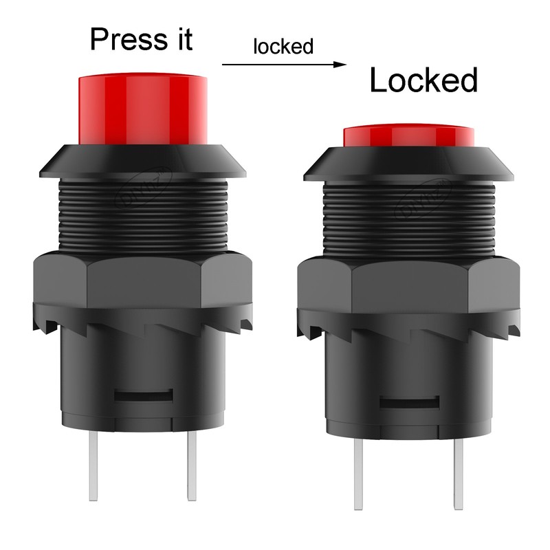 DIYhz 20Pcs SPST Latching Type Push Button Switch Off/ON AC