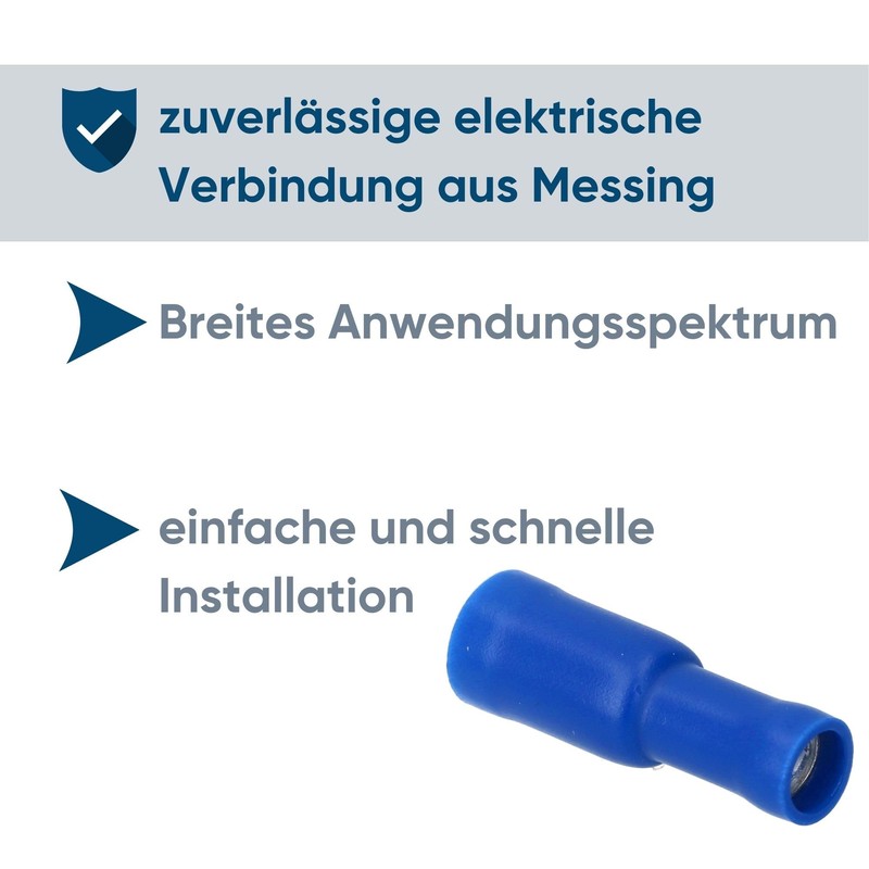 Pack of 100 Kalitec RHVB5 Round Receptacles Blue 1.5 mm