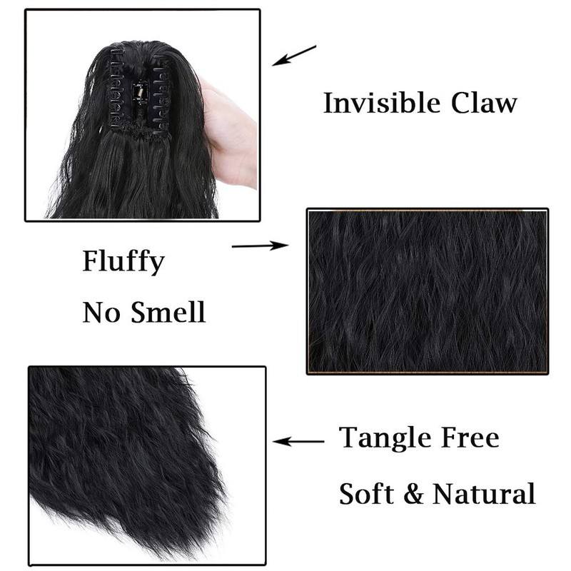 24" Corn Wave Ponytail Extension Claw Clip on Ponytails Wavy