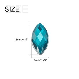 MECCANIXITY 100PCS Acrylic Horse Eye Gems 6x12mm Flat Back Artificial Rhinestones for DIY Crafts Bead Wedding Party Face Painting Jewelry Making (Dark Cyan)