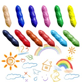 Washable Crayons 12 Colours Safe Non-Toxic Drawing Crayons for Beginners Ergonomic Grip Design Easy to Clean Bright Colours for Home Art Projects Crafts Gift Set 12-Pack