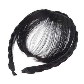 Black Front Hair Bangs Wigs Headband, Front Hair Bangs Fringe Hair Extensions,Braids Headband Women Girls Bangs Hairpieces Hair Extensions, Wigs and Accessories