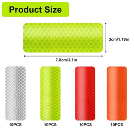 Garegce 40PCS Reflective Stickers Strips Tape Waterproof High Visibility Reflectors for Motorcycle Vehicle Car Bike Helmet Hard Hat (Red, Yellow, White, Orange)