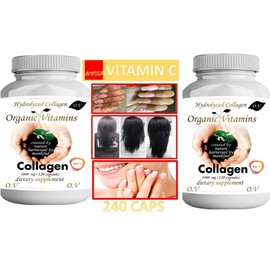 Colageno 2-SET Colagen  Vitamin C Hydrolized Collagen 1000 MG 240-CAPS