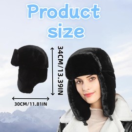 SDXCJY Trapper Hat - Winter Bomber Hats with Ear Windproof Faux Fur - Aviator Pilot Cap - Black for Skating, Outdoor or Daily Use. (UK, Alpha, One Size, L, Black)